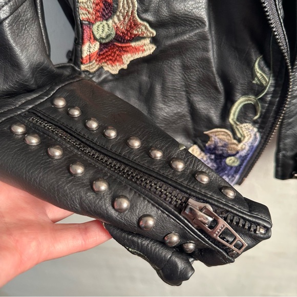 Blank NYC Black Embroidered Vegan Leather Moto Jacket - Picture 9 of 11